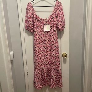 Showpo Pink Floral Midi Dress